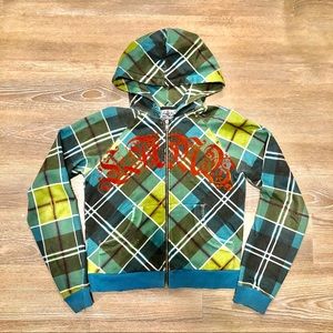 L.A.M.B. by Gwen Stefani PRINTED PLAID HOODIE
